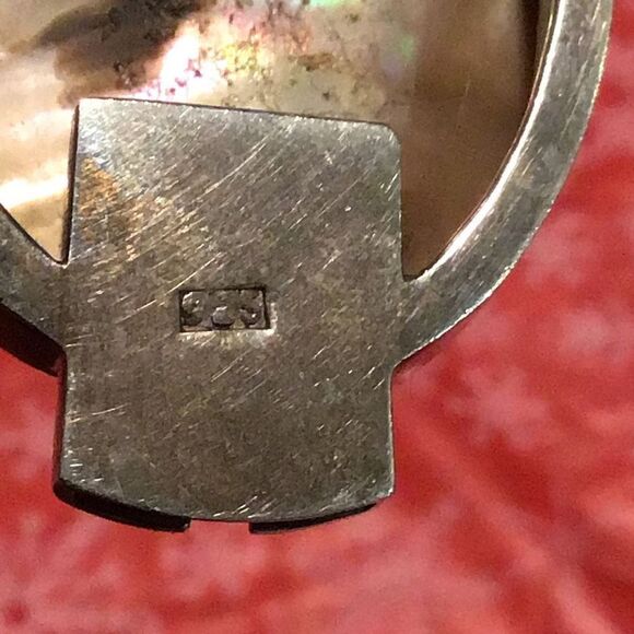 Vintage sterling silver and mother of pearl ribbon chocker necklace - Picture 6 of 8